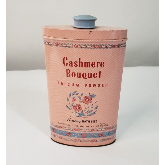 Vtg Cashmere Bouquet Talcum Powder Colgate-Palmolive 10 oz. Tin Container Full - Picture 1 of 9